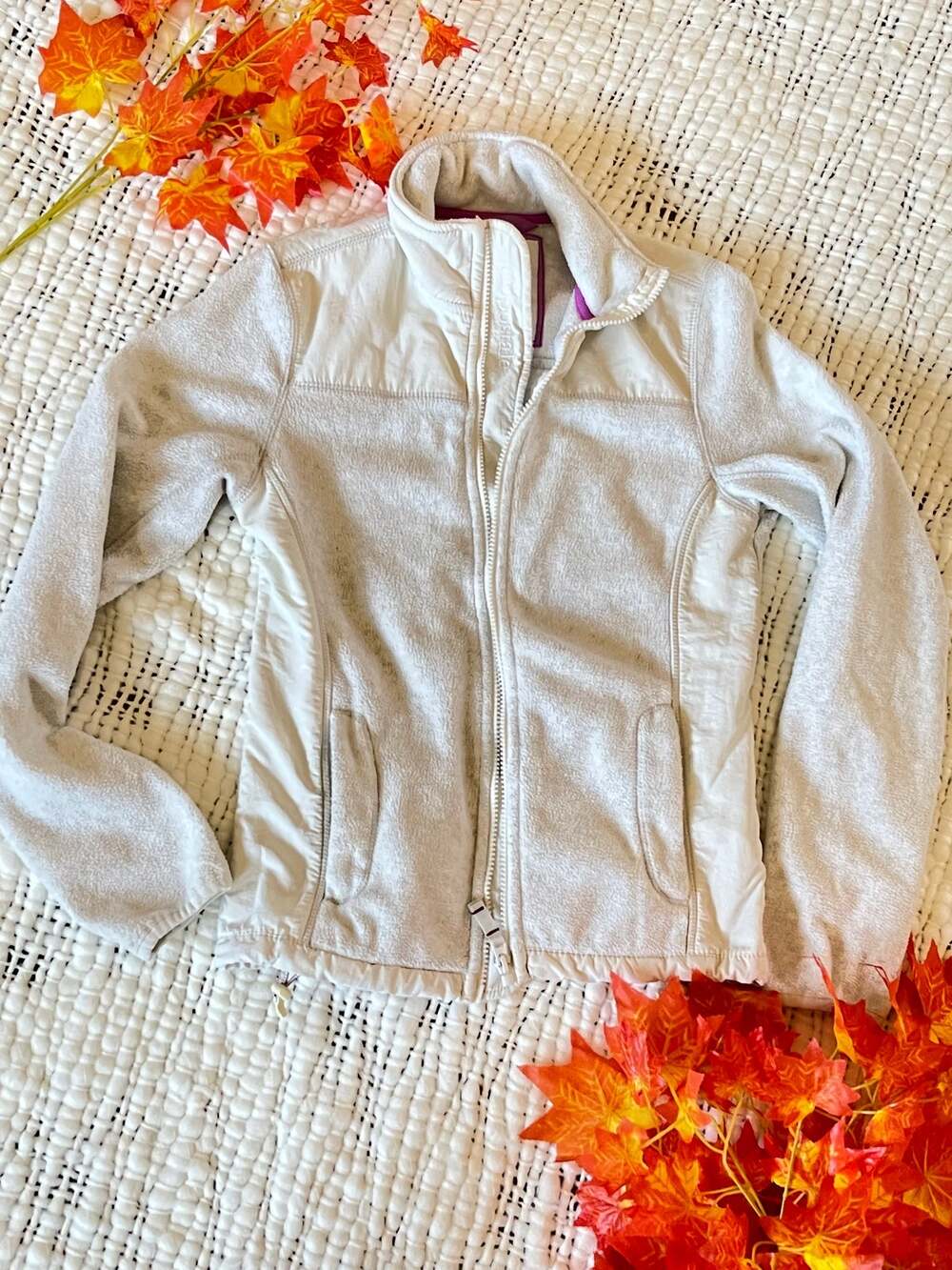 Aeropostale Womens Gray Casual Long Sleeve Full Zip Fleece Jacket Size XS